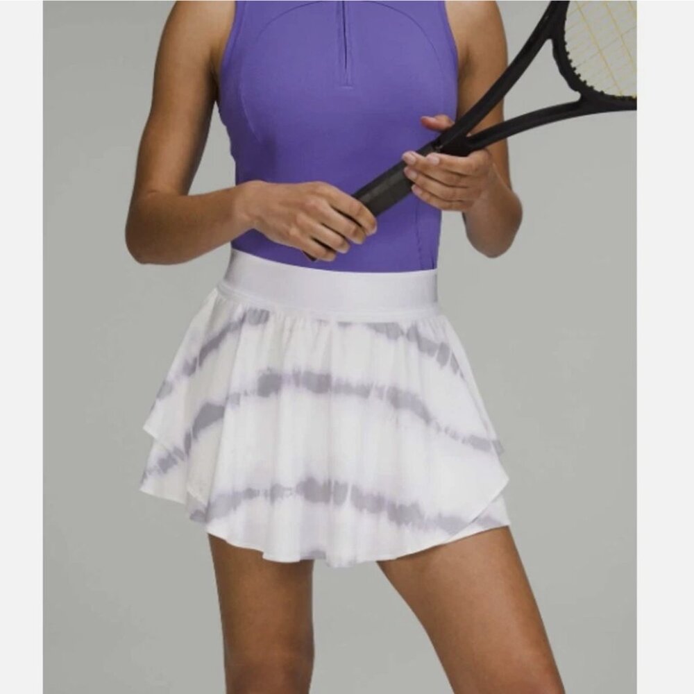 Lululemon Court Rival High-Rise Tennis Skirt 12 LONG in Transverse Lilac Multi